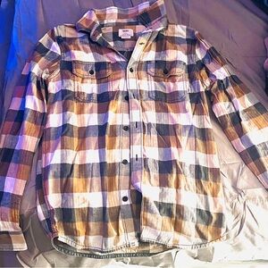 Vans Men's Casual Plaid Shirt - Black, Brown, and White